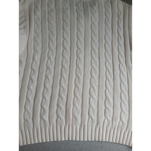 Vintage Gap Sweater Large Tennis Prep Cable Knit V Neck Preppy Wimbleton 90s - Picture 12 of 15